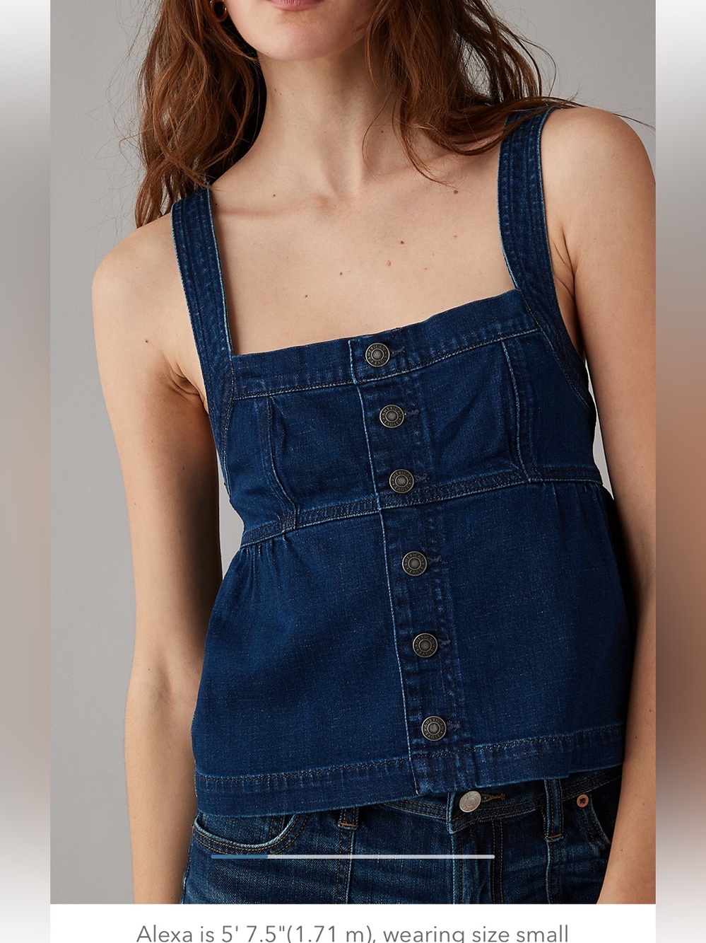 American Eagle Outfitters Dark Blue Denim Button-Front Tank